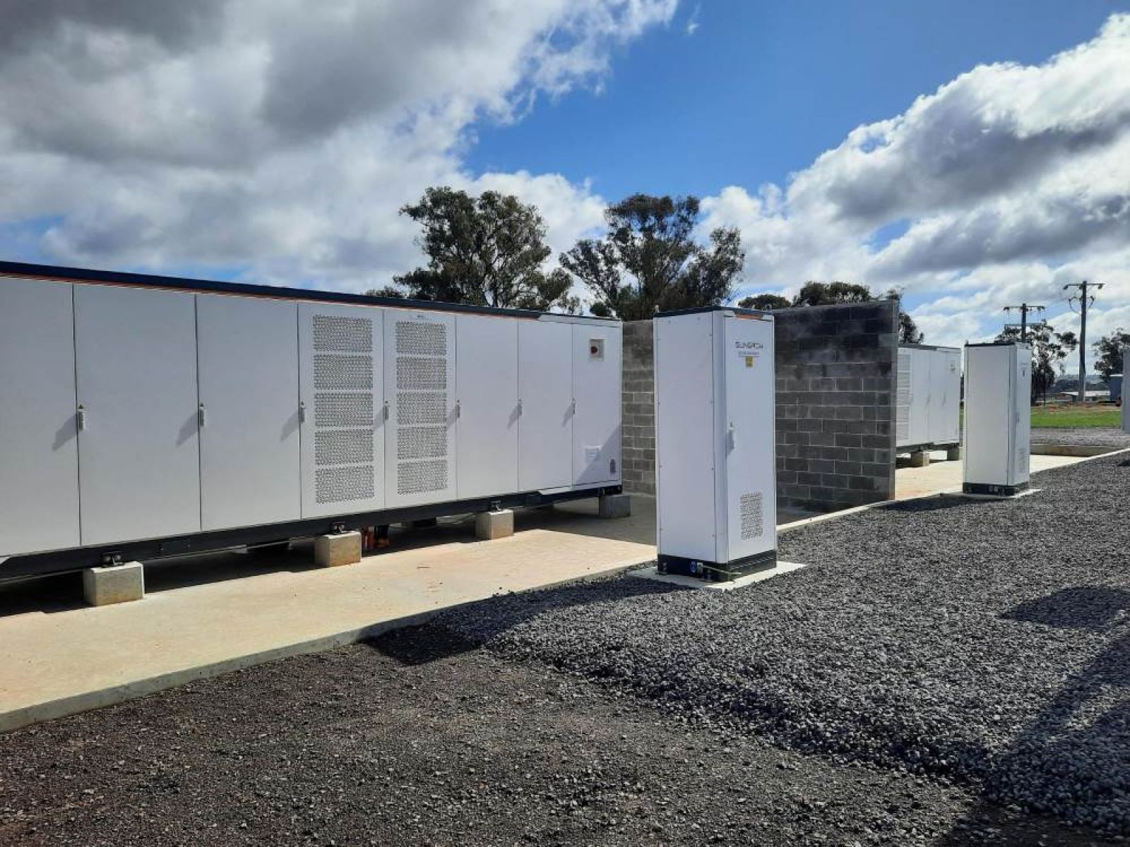 A large battery outdoors at the Renewable Newstead project