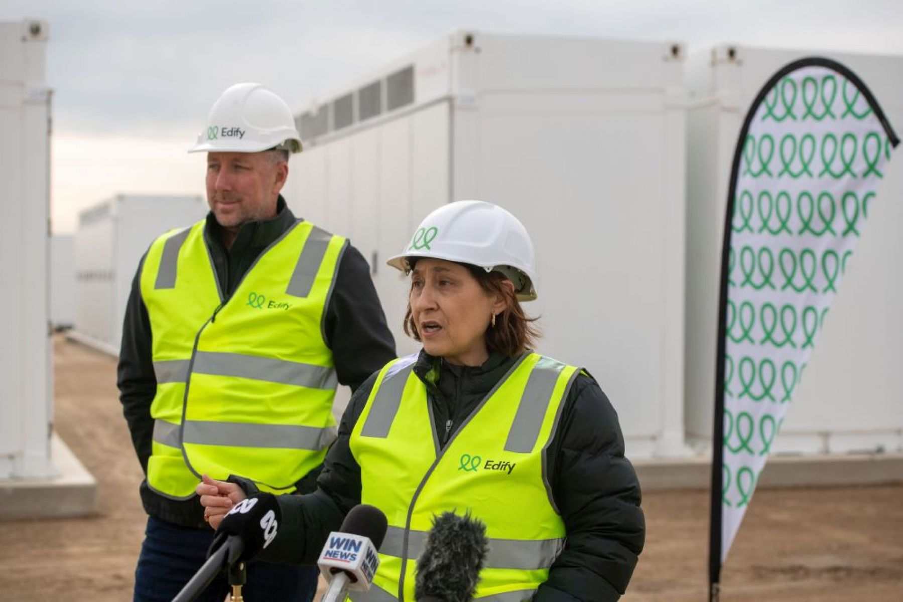 Minister for Energy and Resources Lily D'Ambrosio speaks at Koorangie Battery Energy Storage System