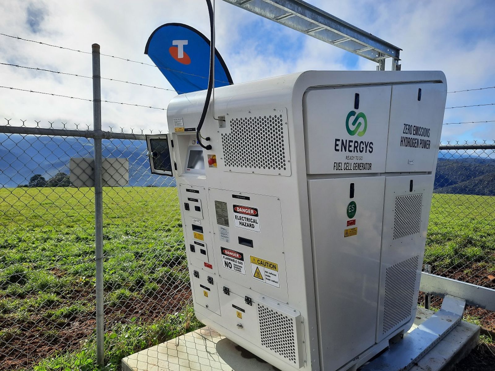 A hydrogen fuel cell generator at a Telstra site 